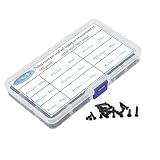 SCXCLY 900pcs Pan Head Self-Tapping Screw Assortment Kit, 9 Sizes(M2/ 2.3/2.6 x 5/8 / 12mm), Carbon Steel Black-Plated
