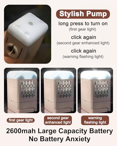 Image of Air Mattress Queen with Built in Pump and Light,Queen Air Mattress with Built in Pump,15.8 inch Height,Self Inflating with Flocking Fabric, Ideal for Camping, Guests, and Hiking