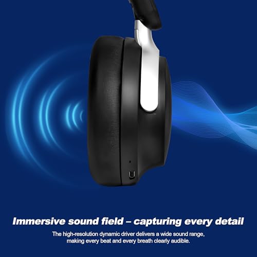 Anjetsun Auriculares Inalámbricos Bluetooth Over-Ear ANC – Cancelación Activa de Ruido con 4 Micrófonos, 80H de Autonomía, Graves Potentes, Diseño Plegable, Almohadillas de Memoria,Negro - imagen 2