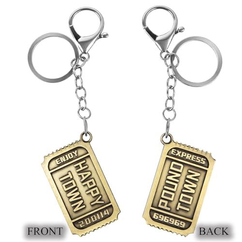 Pound Town Ticket Keychain Ticket to Happy Town Keychain Gift for Birthday Anniversary Valentine's Day, Backpack Charms Car pendant Keyring for Men Women Date Night Gift