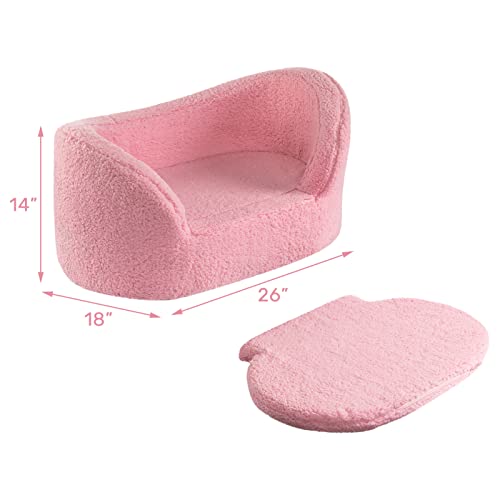 Hollypet JPHP-SF-PK Cat Sofa Couch, Pet Sofa For Cats And Small Dogs, Sherpa Fleece Cat Sleeping Bed thumb #1