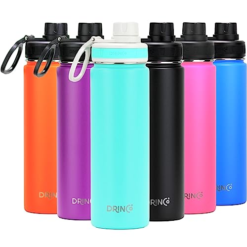Image of Drinco Stainless Steel Water Bottle Spout Lid Vacuum Insulated Double Wall Water Bottle Wide Mouth Leak Proof Keep Cold Sport Camping Hiking (22oz Teal)
