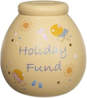 Pot Of Dreams Giant Holiday Fund Box | Break to Open Piggy Bank | Money Saving Jar for Travel or Vacation Idea for Women & Men | Ceramic | Cream, Multi