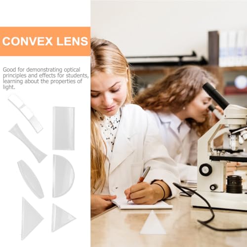 Image of ULTECHNOVO Physics Optical Lens Set Concave Convex Glass Lenses Science Teaching Tools for Light Experiment Education 2.4X1.2X0.8 Inch