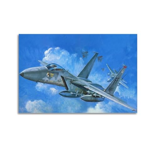 Poster F-15 Eagle déco murale salon et chambre d'ado tableau jet militaire sur toile 40x60