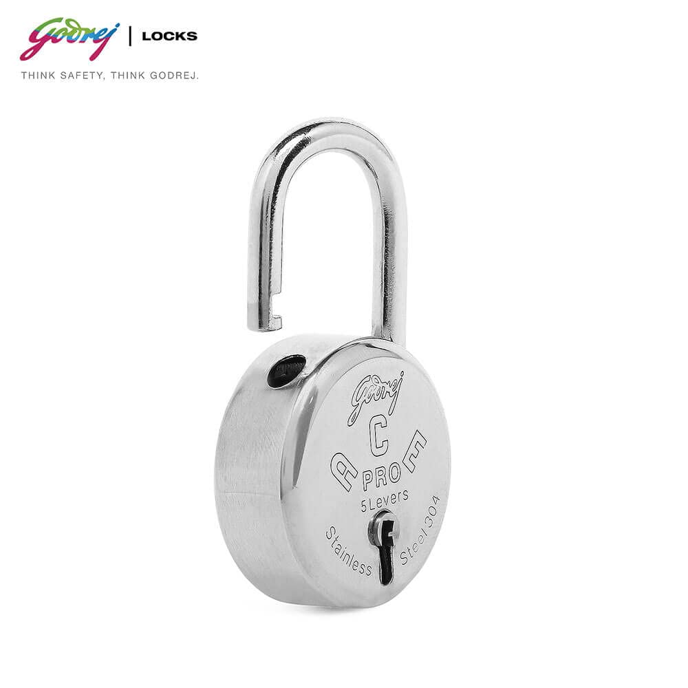 Godrej Locks | Ace Pro 5 Levers 48mm Round Padlock | Strong Double Locking | 3Keys | for aldrops, Lockers,toolboxes,Cycle Cable Ends, Wooden cupboards, suitcases | Silver Finish |1 Year Warranty — Amazon image 2