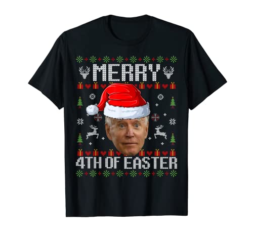 Divertente maglione natalizio di Joe Biden Happy 4th Of Easter Maglietta