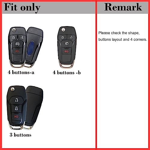 Image of Silicone Rubber Key Fob Cover Protector for Ford Fusion Explorer (Flip Key) N5F-A08TAA 164-R7986 5924003 4 Button Remote Control