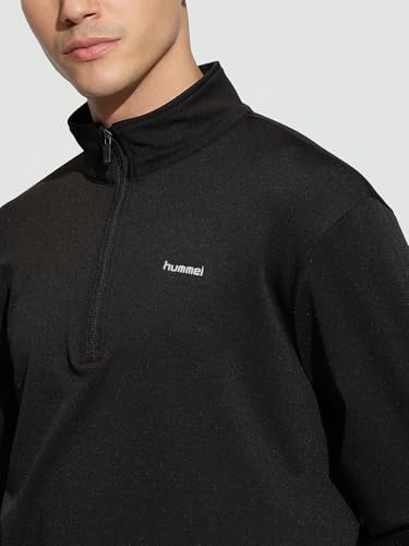Image of hummel Molin Half Zip Regular Fit Solid Gym Sweatshirt for Men- Premium Polyester Workout Pullover - Comfortable Athletic Training Top