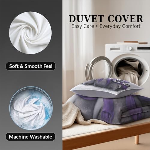 Ensembles de réversible housse de couette violette aux manchots douillets - 7