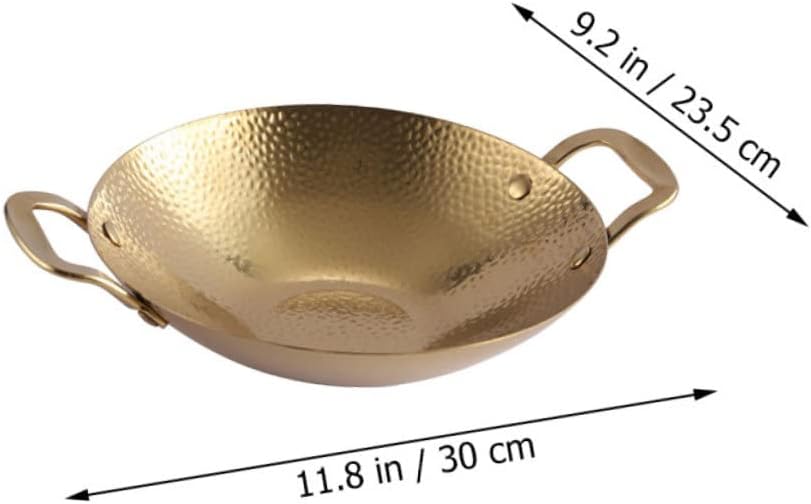 Stainless Steel Hammered Griddle Pot Double Handles Non-stick Easy Clean Outdoor Cookware