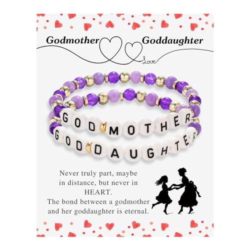 Godmother Proposal Gift, Gifts from Godchild, Goddaughter Gifts, Matching Stretch Beaded Bracelets, FLBR03C