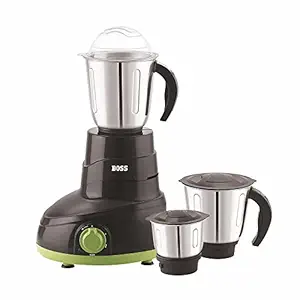 Boss Daisy Mixer Grinder, 750 Watt, 3-Speed, 3-Jars, Black-Green