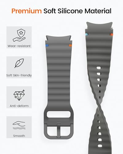 Image of Compatible with Samsung Galaxy Watch 7 Strap No Gap Sport Silicone Watch Band for Galaxy 6 5 4 40mm 44mm Galaxy 6 Classic 43mm 47mm,5 Pro,Watch 4 Classic Strap 42mm 46mm (Starlight)