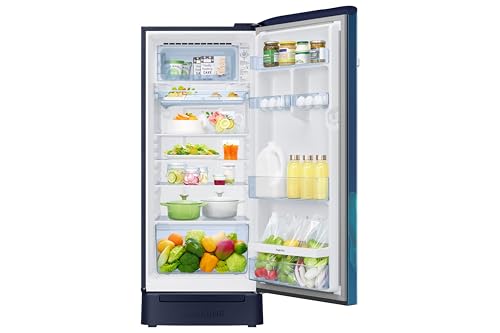 Image of Samsung 215 L, 5 Star, Digital Inverter, Direct-Cool Single Door Refrigerator (RR23H2H359U /HL, Paradise Bloom Blue, Base Stand Drawer, Single Touch Defrost, 2026 Model)