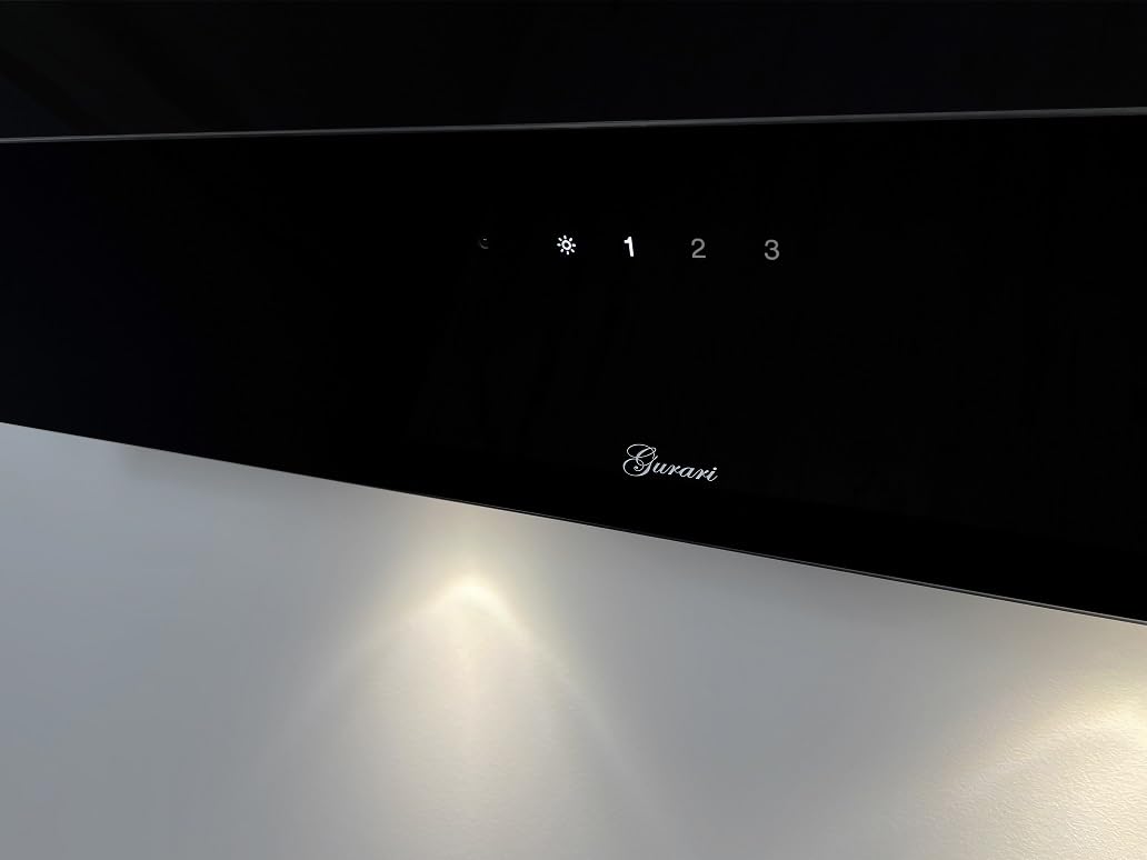 Hotte Murale 90 cm GURARI GCH D 268 9 Prime/Hotte aspirante Noire classe A 1000 m³/h avec Télécommande/Hotte de Cuisine avec Evacuation ou Recyclage/Hotte Inclinée avec Filtre à Charbon