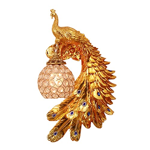 Applique en cristal pour chambre et salon au design paon doré