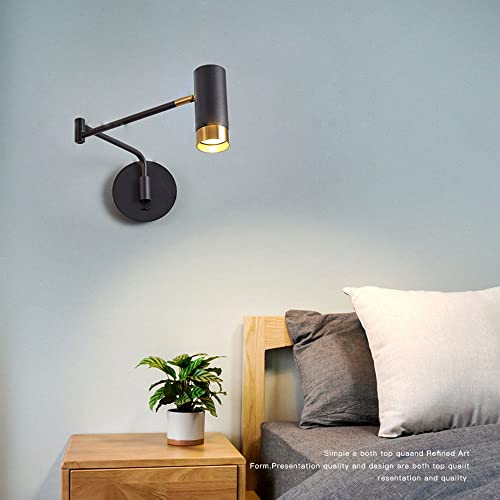 Lámpara de lectura para dormitorio con focos giratorios de pared 2