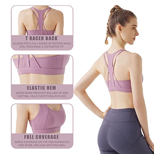 Image of Sports Bras for Women, Medium-High Support Strappy Padded Running Sports Bras with Removable Cups