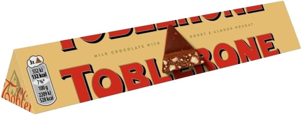 Toblerone Milk Chocolate Bar, Smooth Milk Chocolate with Honey and Almond Nougat, Perfect for Gifting or Sharing, 100g (Pack of 1)