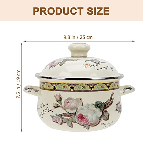 Generic Bolt de Estoque Do Esmalte Com Tampa Panela de Cozimento de 20Cm Com Tampa E Alça Anti- Esca