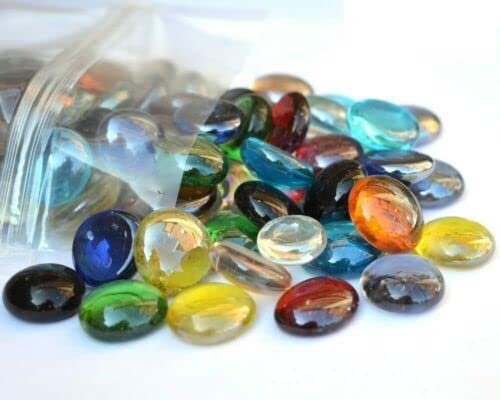 HoitoDeals 25Pcs Mixed Decorative Glass Pebbles Stones Beads Vase Nuggets Wedding Decoration Home