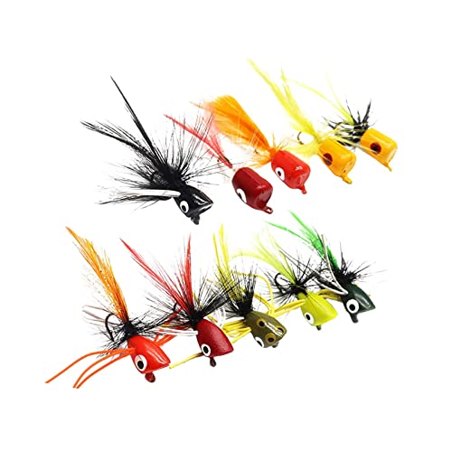 Aymzbd 10 Pack Fly Fishing Poppers Lure Set for Bass Trout Perch
