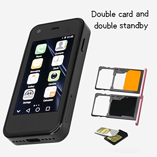 Olåst Mini Android Smartphone 2,5", 1GB RAM, Dual Camera, Svart