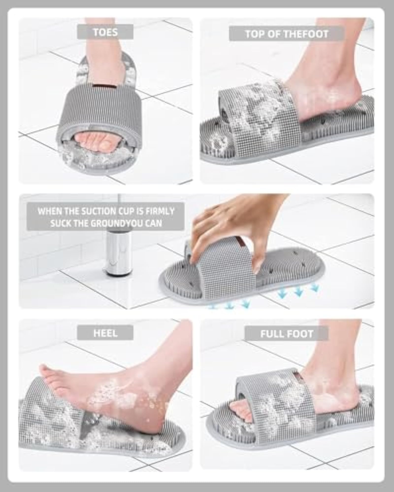 Silicone Shower Foot Scrubber with Suction Cups