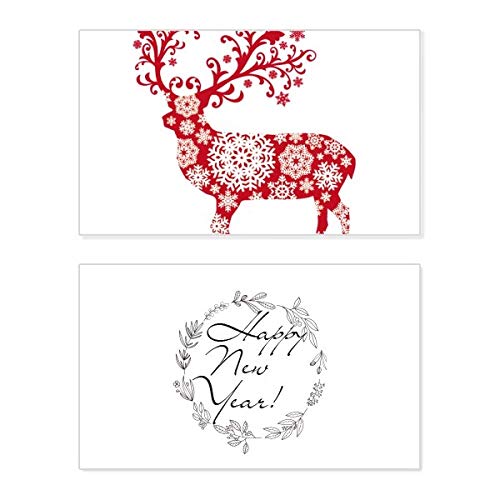 Tarjeta de Año Nuevo con diseño de ciervo para tus deseos familiares