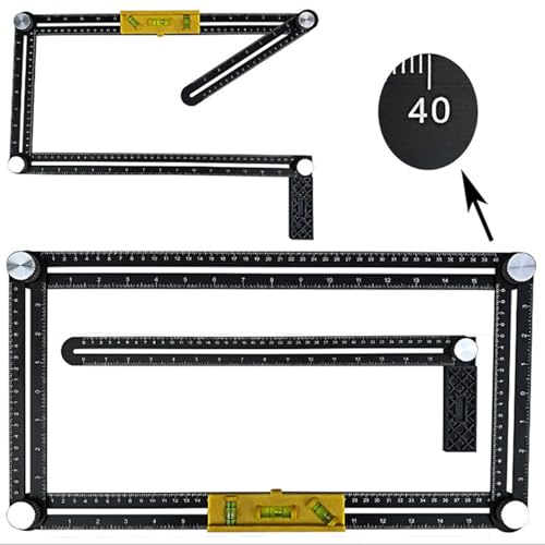 Règle de mesure multi-angles pliable à 6 côtés avec guide de perçage pour carrelage - 6