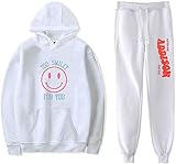 WAWNI Addison RAE Merch Hoodies Set Men Women Pullover Pants Two-Piece Sweatshirt Suit (2,Medium) (White,S)