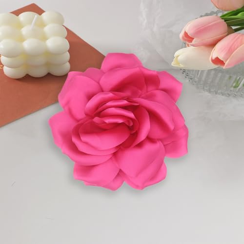 Image of Flower Brooch Pins for Women 5.5in Lapel Pins Large Rose Floral Brooches Dainty Satin Fabric Brooches Rose Flower Hair Clips Wedding Party Dance Clothes Accessories Jewelry