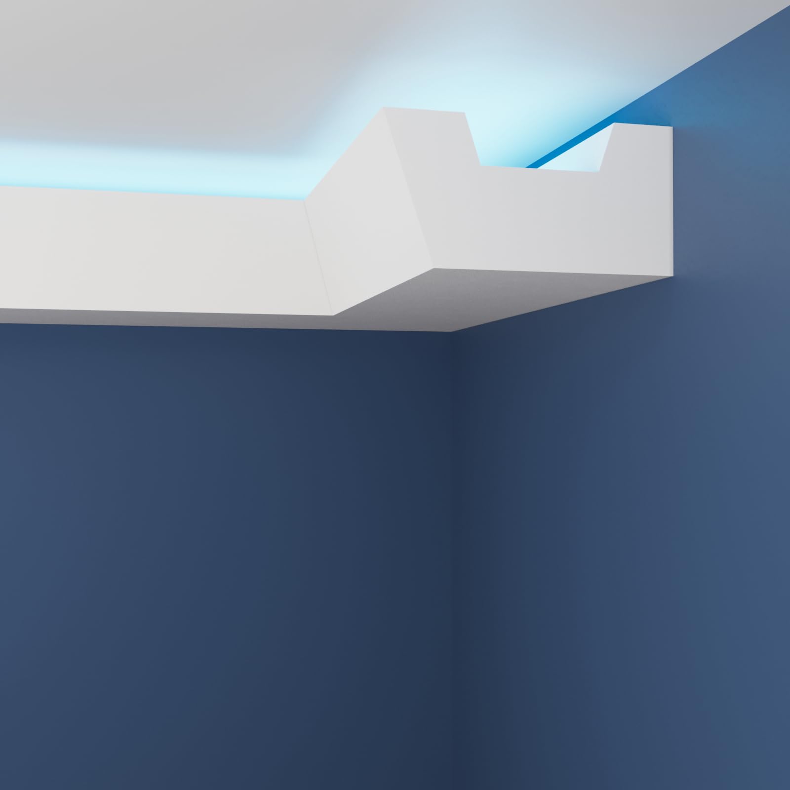 WOLDECOR Premium LED Coving Cornice – Lightweight XPS Ceiling Moulding Trim, Easy to Install Decorative Polystyrene Coving for Walls and Ceilings with LED Lighting (WLU02, Internal Corner 20cm) — image 1