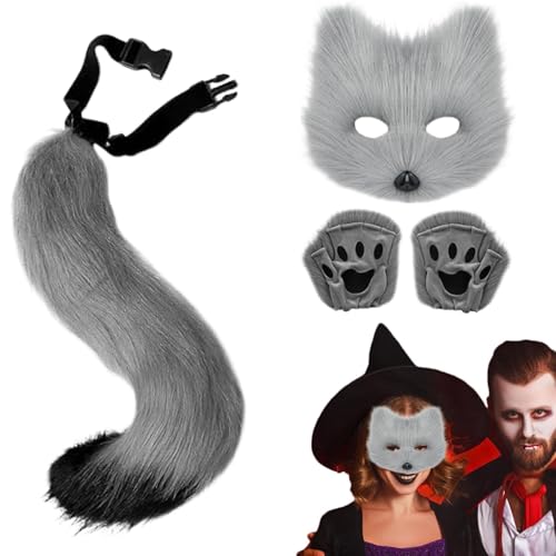 Ensemble de costumes de loup confortable en fourrure pour fêtes et grands événements