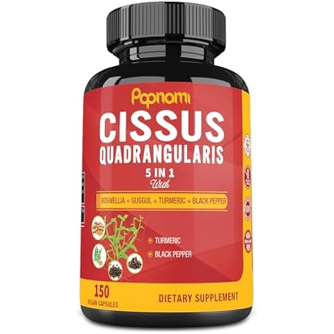 Premium Cissus Quadrangularis Capsules with Boswellia, Guggul, Turmeric, Black Pepper Extract - 5 Month Supply for Bone, Joint, Strength, Immunity & Wellness Herbal Supplement Cover