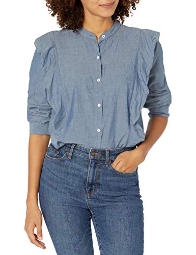 Mud Pie Women's Chambray Adley Ruffle Top in Individual Sizes Large