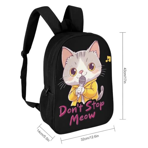 Cat Don't Stop Meow Unisex Backpack 17" Casual Daypacks Simple Shoulders Bag for Camping Hiking Travel Gear2