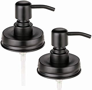 CHBKT 2-Pack Mason Jar Soap Dispenser Lid, Painted Black Rust Proof Stainless Steel