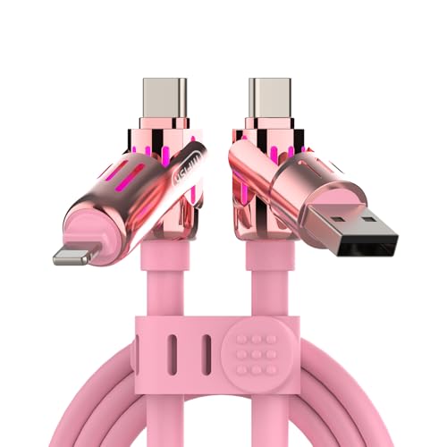 Image of MFish 2-Pack 240W 4-in-1 Multi Charging Cable, Pink+White, 6.6FT