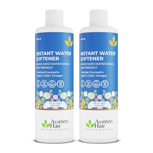 Image of Avimee Herbal Instant Water Softener | Makes Your Water Hair & Skin Friendly | Reduces Hair Fall & Skin Itching | Disables Hardness & Maintains pH Level | Non Toxic &100% Safe (400ml each (Pack of 2))