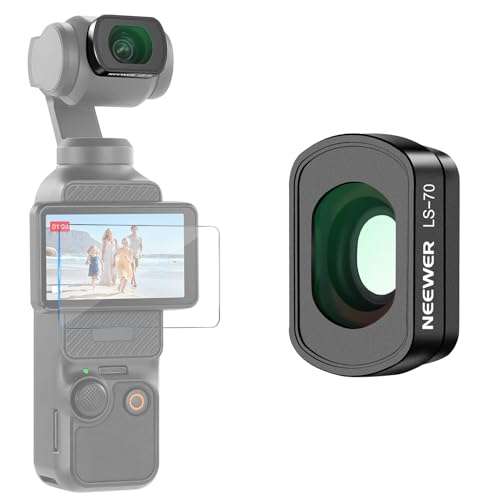 NEEWER 0.72x Wide Angle Lens 112 FOV Compatible with DJI Osmo Pocket 3 / Pocket 4 / Xtra Muse Magnetic Action Cam Aspheric Lens with Screen Protector Accessories LS-70