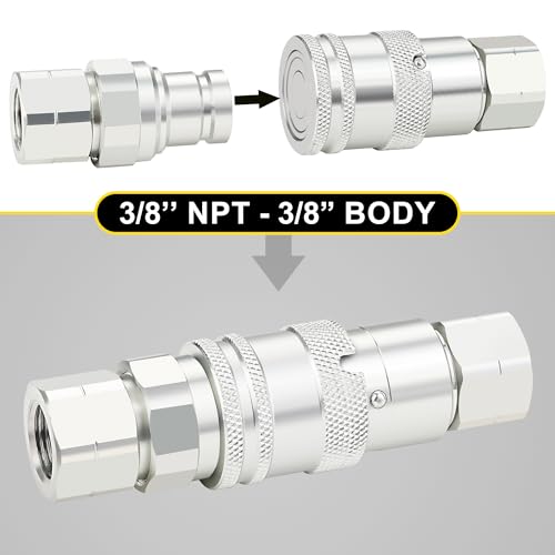 ANCIMOON 3/8’’ NPT Flat Face Hydraulic Quick Connect Coupler with Dust Cap by ANCIMOON - Image 5
