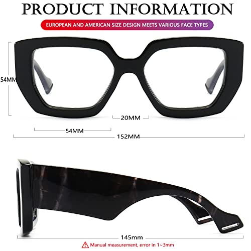 Image of AIEYEZO Thick Frame Blue Light Glasses Men Women, Fashion Square Computer Eyeglass Anti Eyestrain & Prevent Headache