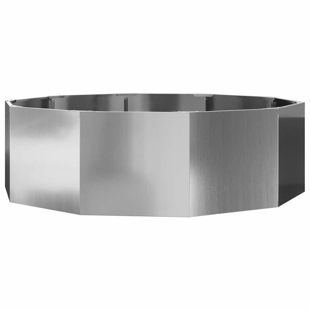 Pflanzkübel Silber 120x120x35 cm verzinkter Stahl rund Modernes Design Robuste Balkon-Garten Blumentopf für Terrasse Innen Außen