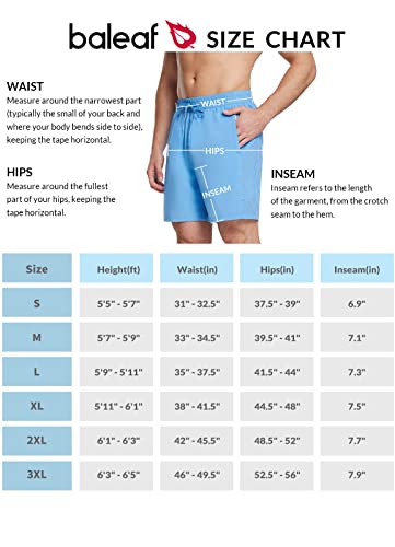Baleaf Men's 7 Inch Swim Trunks With Compression Liner Quick-Dry Long Shorts Swim Shorts With Zipper Pockets Blue S #TOP6