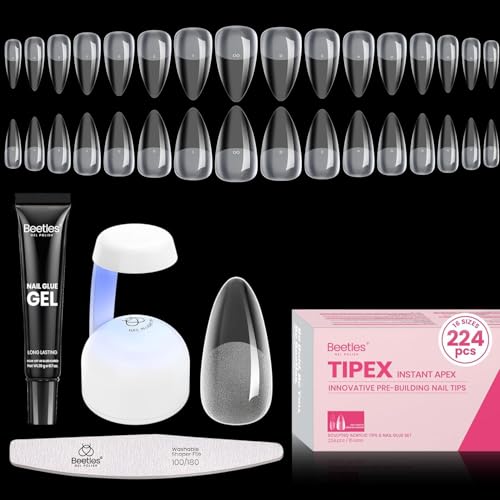 Beetles Tipex Instant Apex Nail Tips Kit, Medium Almond, 224pcs 16 Sizes - image 1