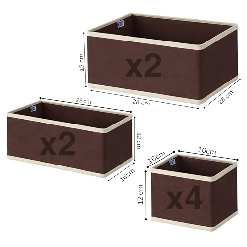 Image of Skrill 8-Piece Foldable Cloth Storage Box Set | Cube Baskets, Bins & Dividers for Closet & Dresser Drawer Organization | Storage for Shirts, Pants, Underwear, Bras, Socks, Inners & More (Brown)