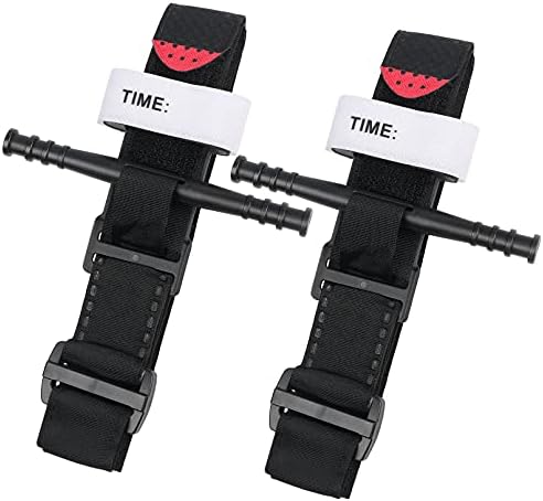 Tourniquets, Combat Tourniquet Medical with Windlass, Tactical Rescue Rapid Hemostatic Control Equipment Single-Handed Application for Outdoor Hiking Emergency- 2 Pack, Black