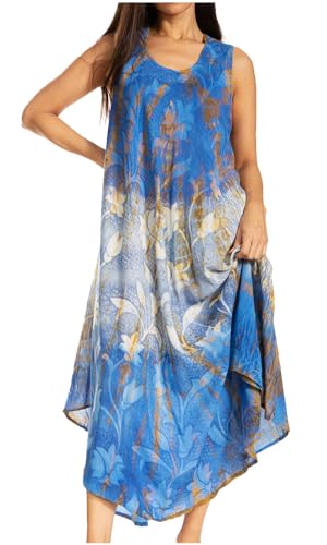Robe rayonne ombré floral Sakkas style caftan débardeur fluide